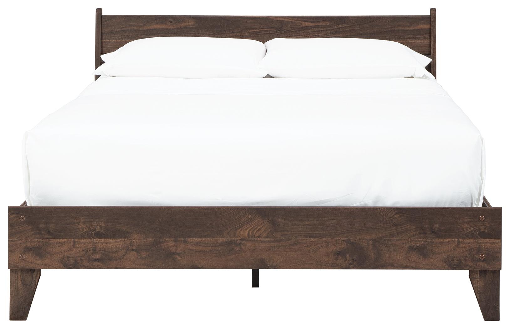 Calverson Mocha Queen Panel Platform Bed - Ella Furniture