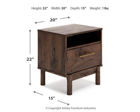 Calverson Mocha Nightstand - Ella Furniture