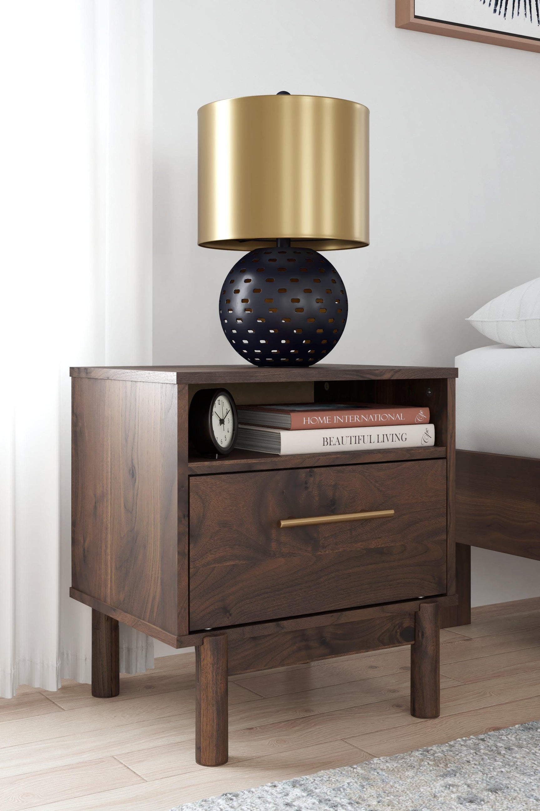 Calverson Mocha Nightstand - Ella Furniture