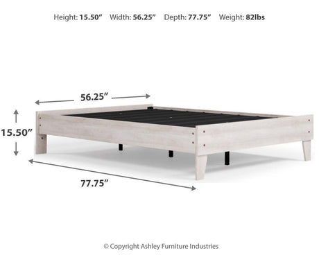 Shawburn Whitewash Full Platform Bed - Ella Furniture