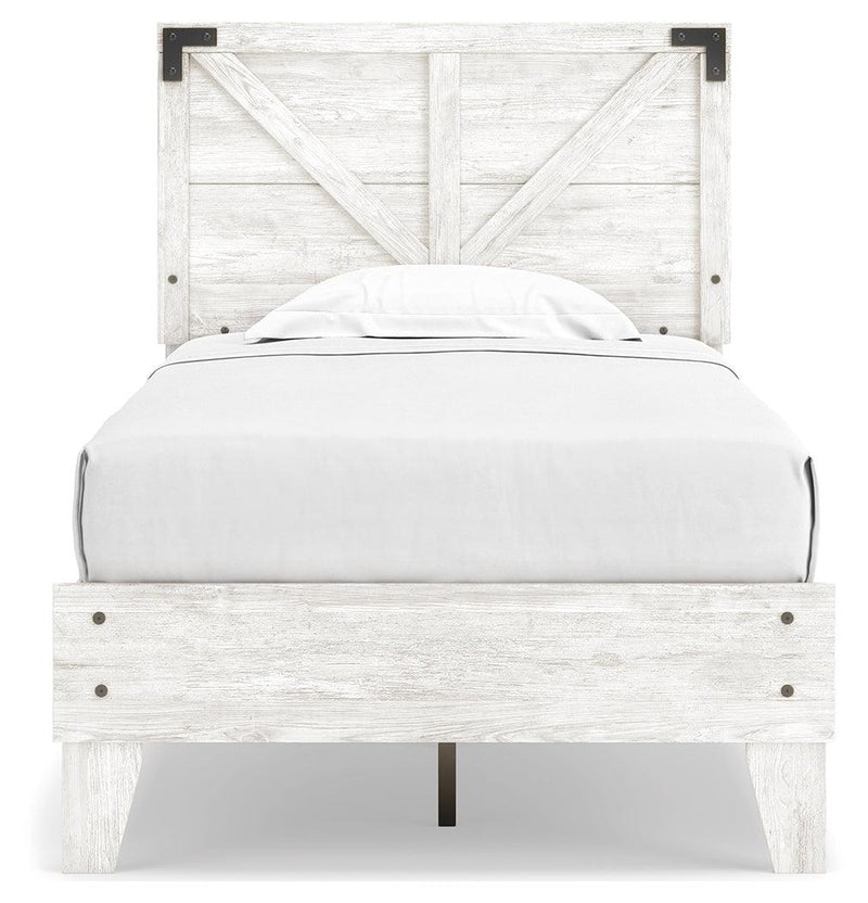 Shawburn White/dark Charcoal Gray Twin Crossbuck Panel Platform Bed - Ella Furniture