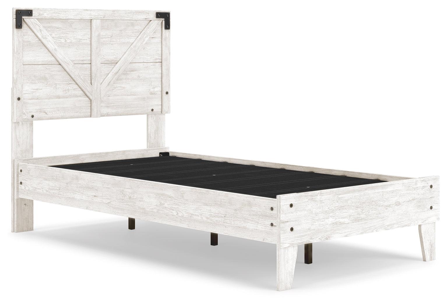 Shawburn White/dark Charcoal Gray Twin Crossbuck Panel Platform Bed - Ella Furniture