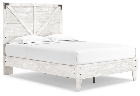 Shawburn White/dark Charcoal Gray Full Crossbuck Panel Platform Bed - Ella Furniture