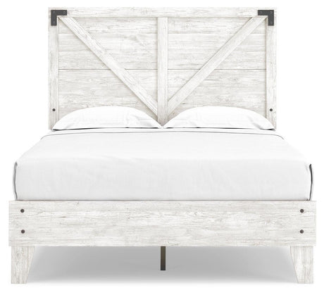 Shawburn White/dark Charcoal Gray Full Crossbuck Panel Platform Bed - Ella Furniture