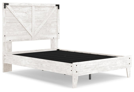 Shawburn White/dark Charcoal Gray Full Crossbuck Panel Platform Bed - Ella Furniture