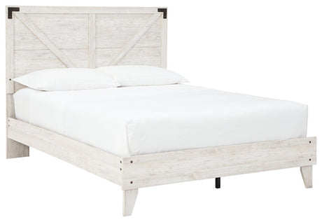 Shawburn White/dark Charcoal Gray Queen Crossbuck Panel Platform Bed - Ella Furniture