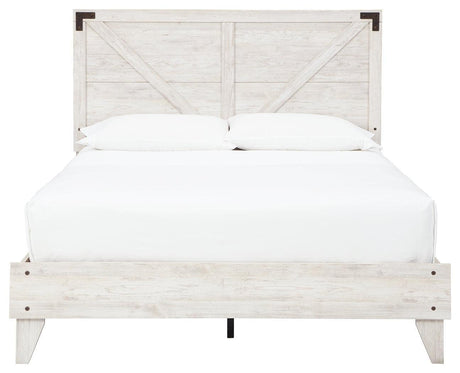 Shawburn White/dark Charcoal Gray Queen Crossbuck Panel Platform Bed - Ella Furniture