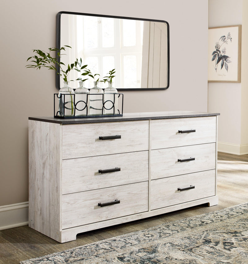 Shawburn Whitewash/charcoal Gray Dresser - Ella Furniture