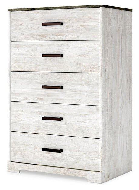 Shawburn Whitewash/charcoal Gray Chest Of Drawers - Ella Furniture