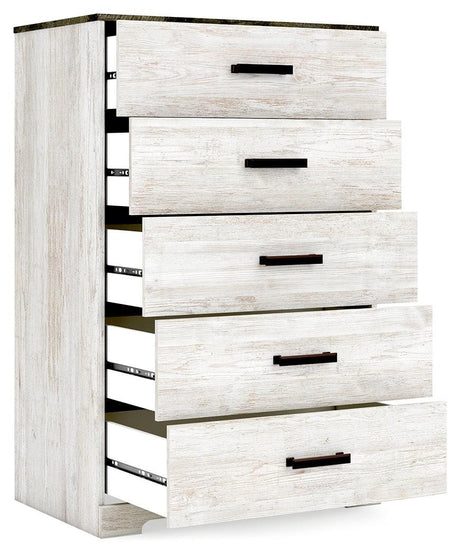 Shawburn Whitewash/charcoal Gray Chest Of Drawers - Ella Furniture
