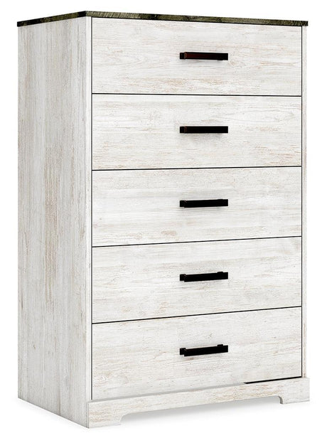 Shawburn Whitewash/charcoal Gray Chest Of Drawers - Ella Furniture