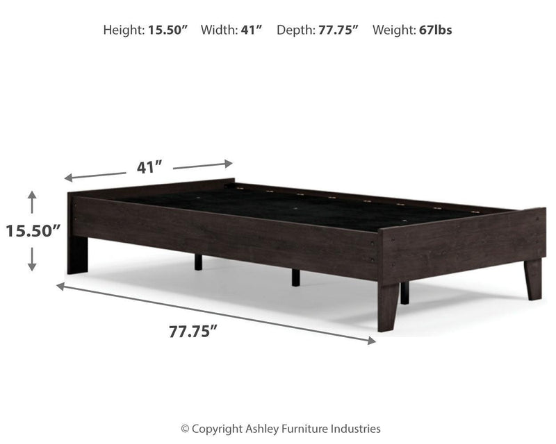 Piperton Black Twin Platform Bed - Ella Furniture