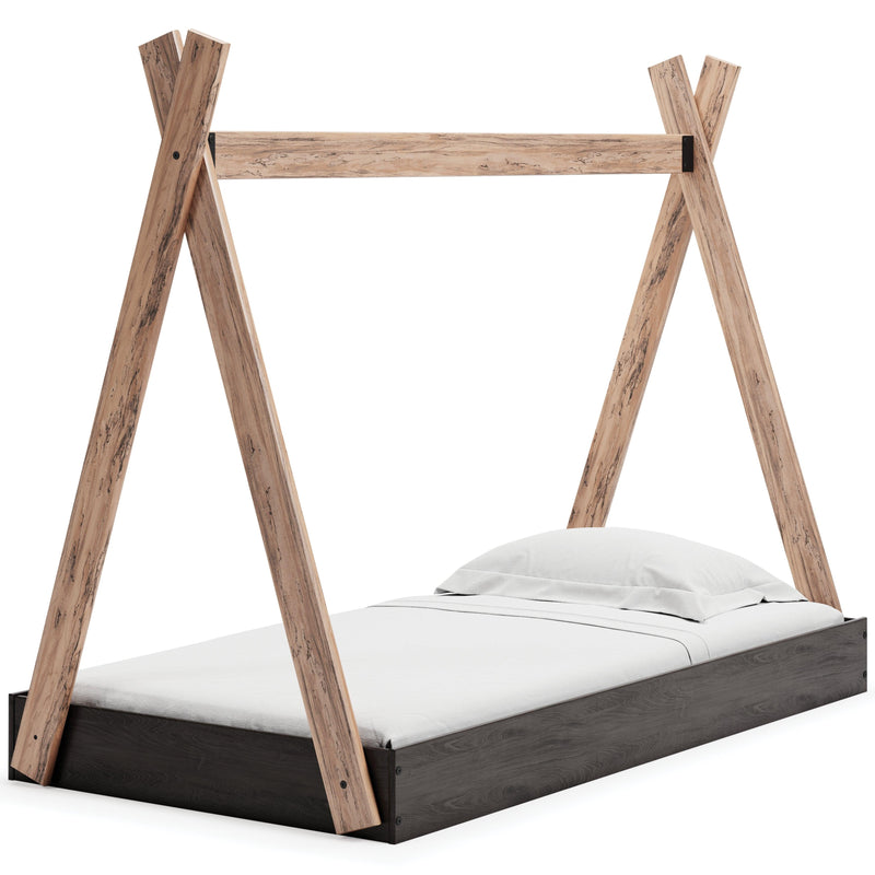 Piperton Two-tone Brown/Black Twin Tent Complete Bed In Box - Ella Furniture