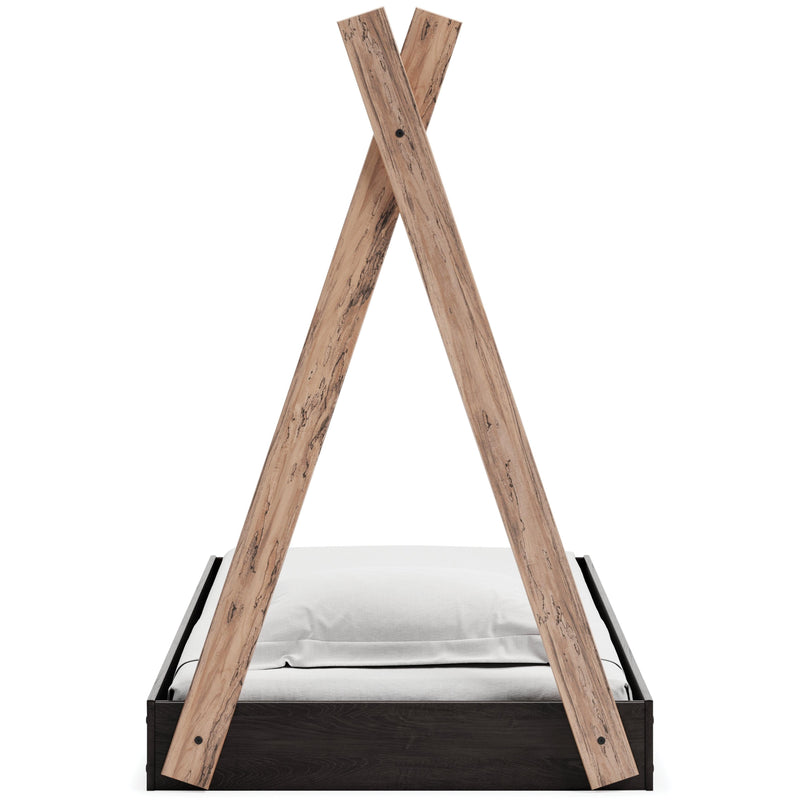 Piperton Two-tone Brown/Black Twin Tent Complete Bed In Box - Ella Furniture