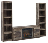 Derekson Multi Gray 3-Piece Entertainment Center With Electric Fireplace - Ella Furniture