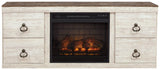 Willowton Whitewash Tv Stand With Electric Fireplace EW0267W8 - Ella Furniture