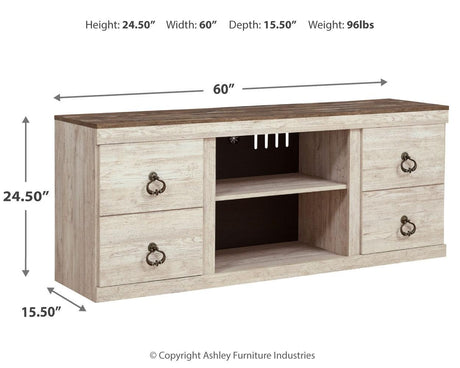 Willowton Whitewash 60" Tv Stand - Ella Furniture