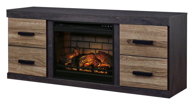 Harlinton Warm Gray 60" Tv Stand With Electric Fireplace - Ella Furniture