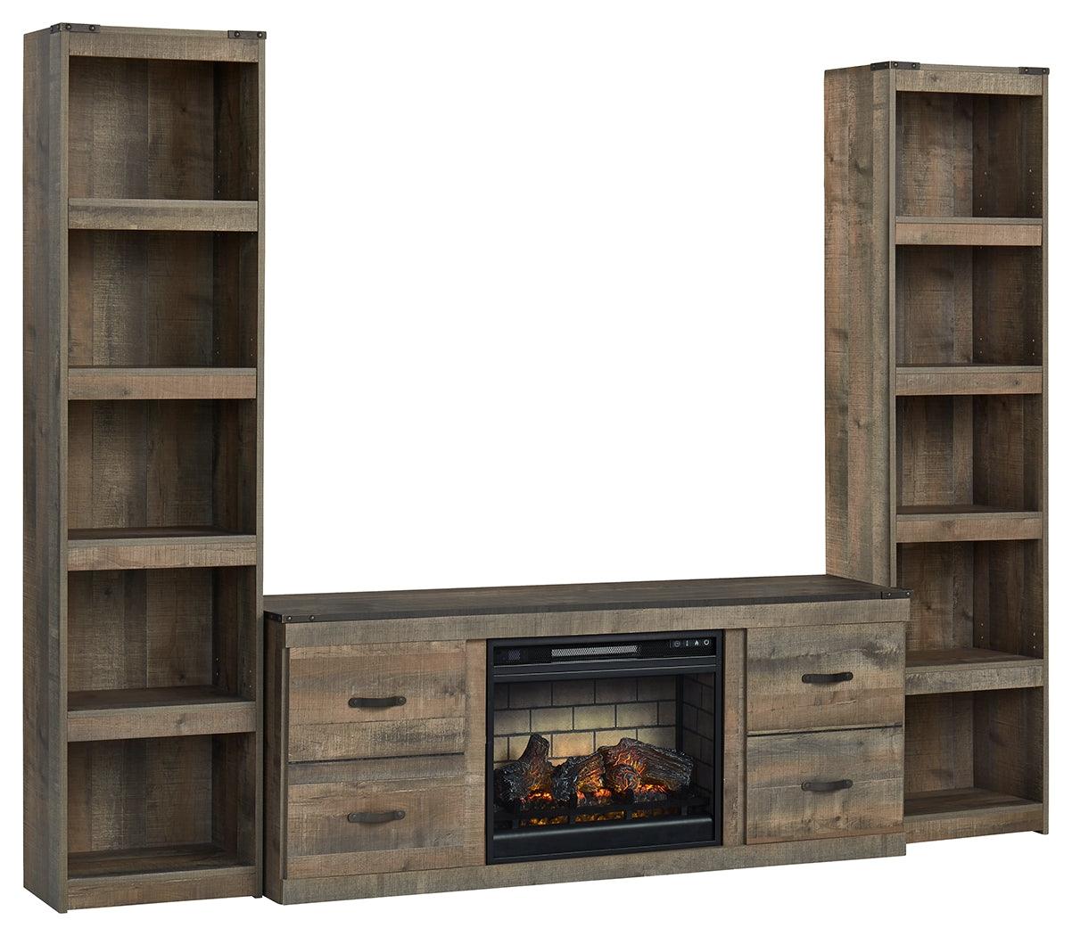 Trinell Brown 3-Piece Entertainment Center With Electric Fireplace - Ella Furniture