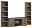 Trinell Brown 3-Piece Entertainment Center With Electric Fireplace - Ella Furniture