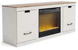 Vaibryn Two-tone 60" Tv Stand With Electric Fire Place EW1428W1 - Ella Furniture