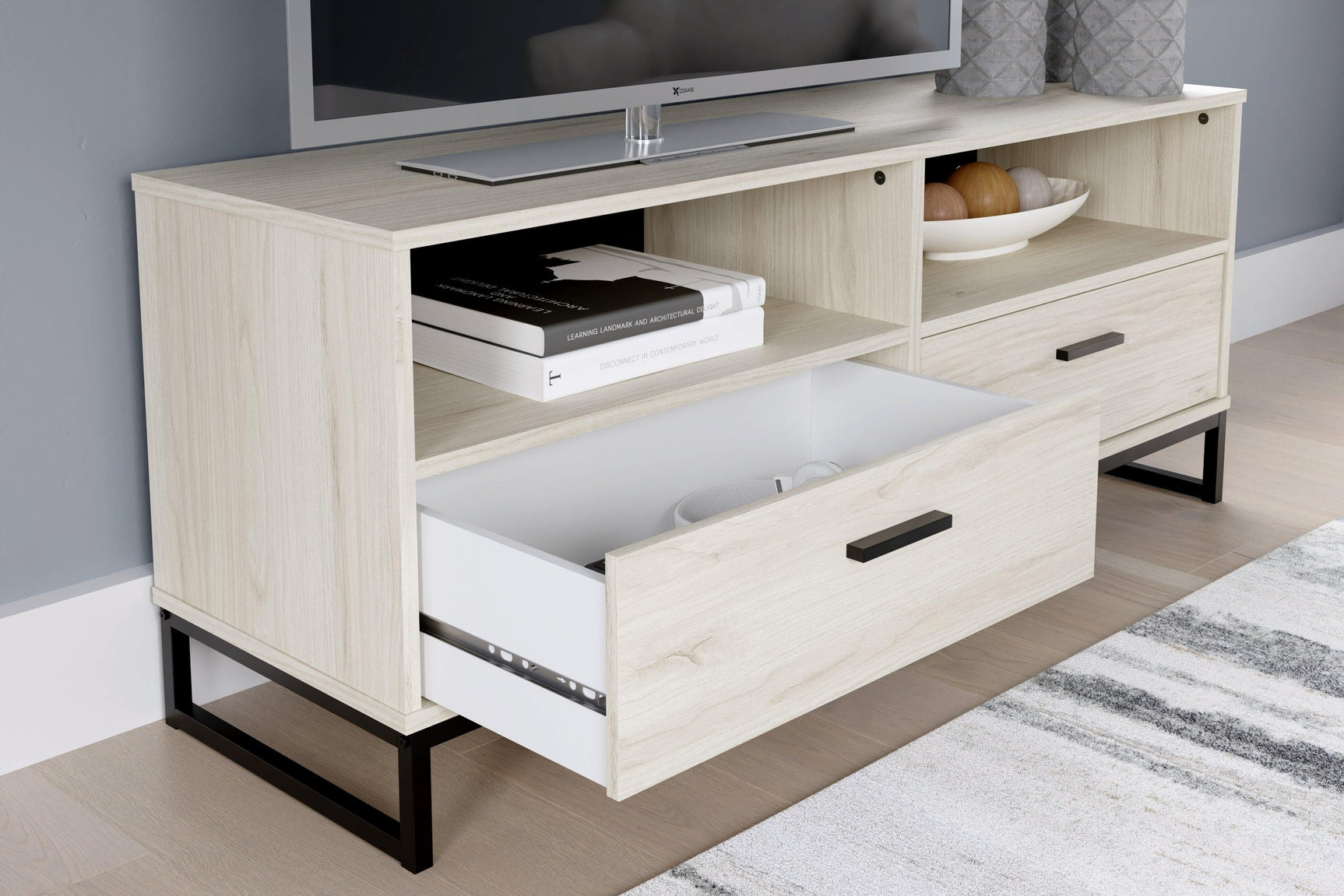 Socalle Light Natural Medium Tv Stand - Ella Furniture