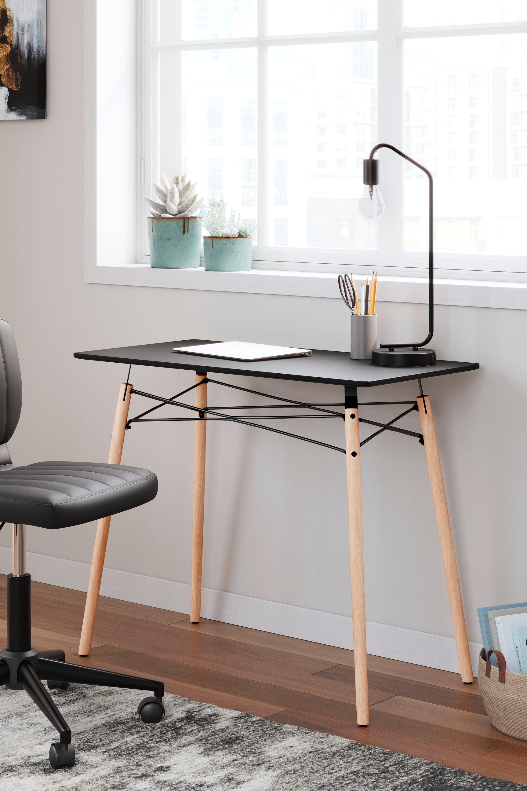 Jaspeni Black/natural Home Office Desk - Ella Furniture