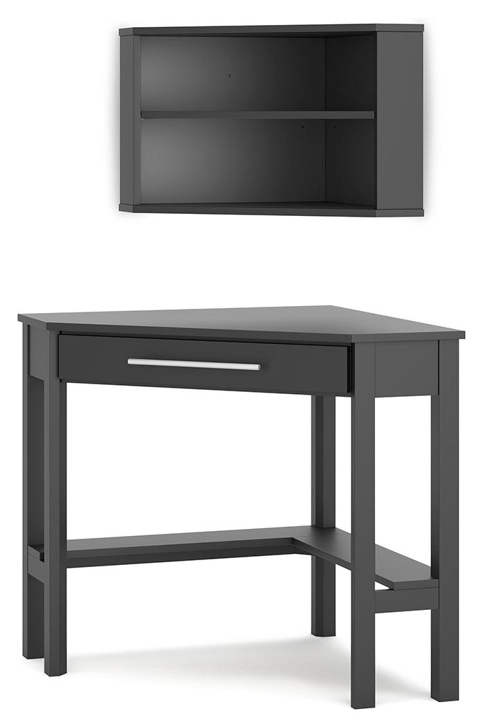Otaska Black Home Office Corner Desk With Bookcase - Ella Furniture