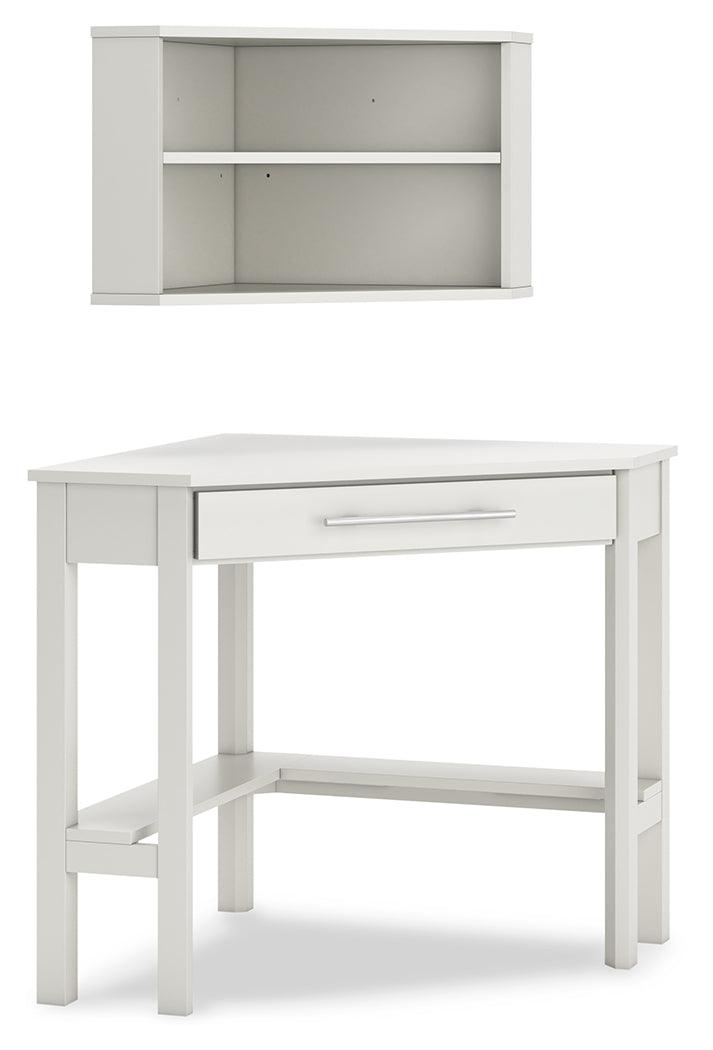 Grannen White Home Office Corner Desk With Bookcase - Ella Furniture