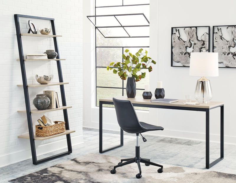 Waylowe Natural/black Home Office Desk And Storage PKG010499 - Ella Furniture