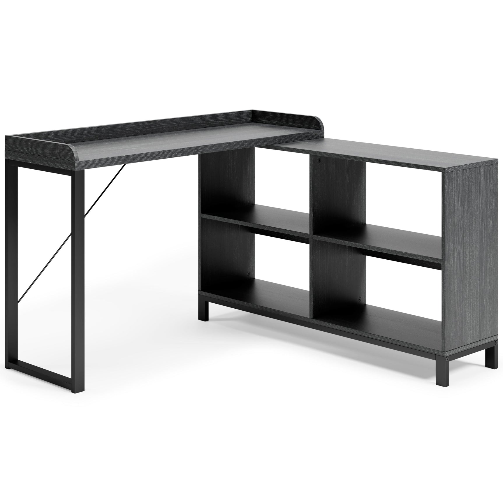 Yarlow Black Home Office L-desk - Ella Furniture