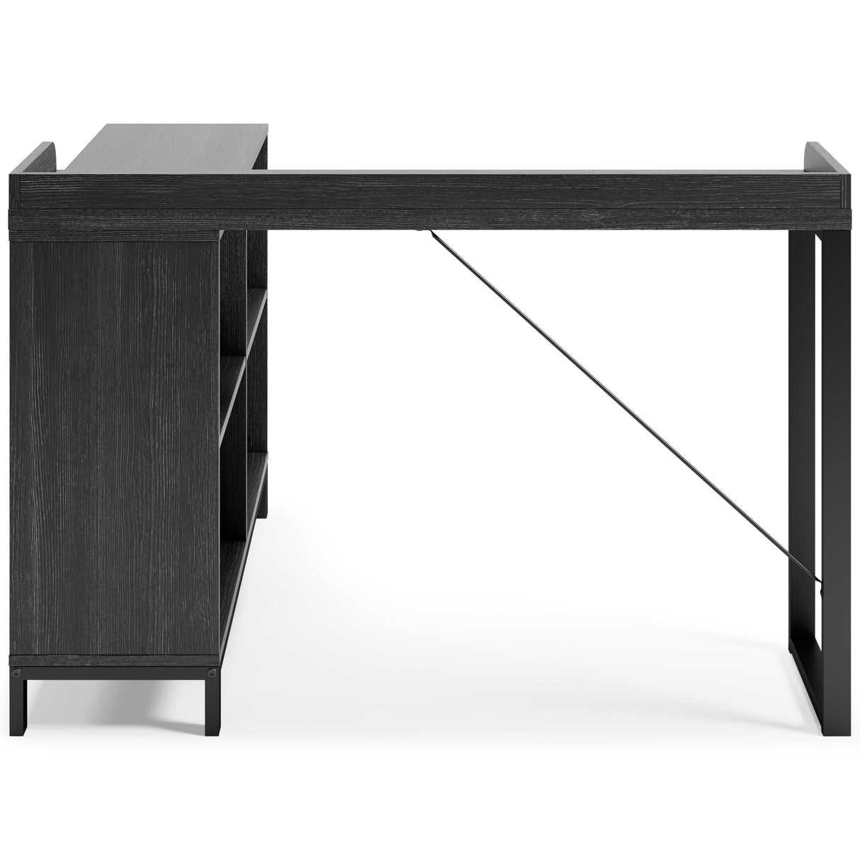 Yarlow Black Home Office L-desk - Ella Furniture