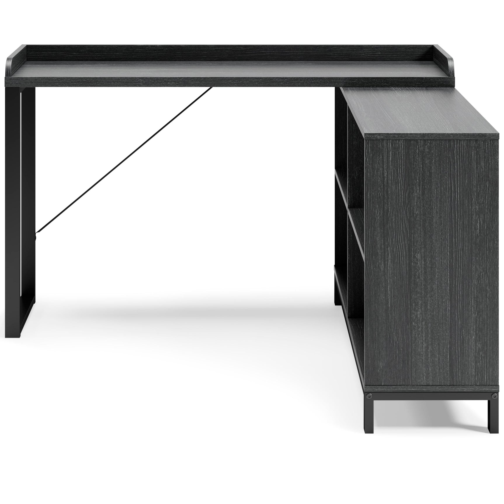 Yarlow Black Home Office L-desk - Ella Furniture