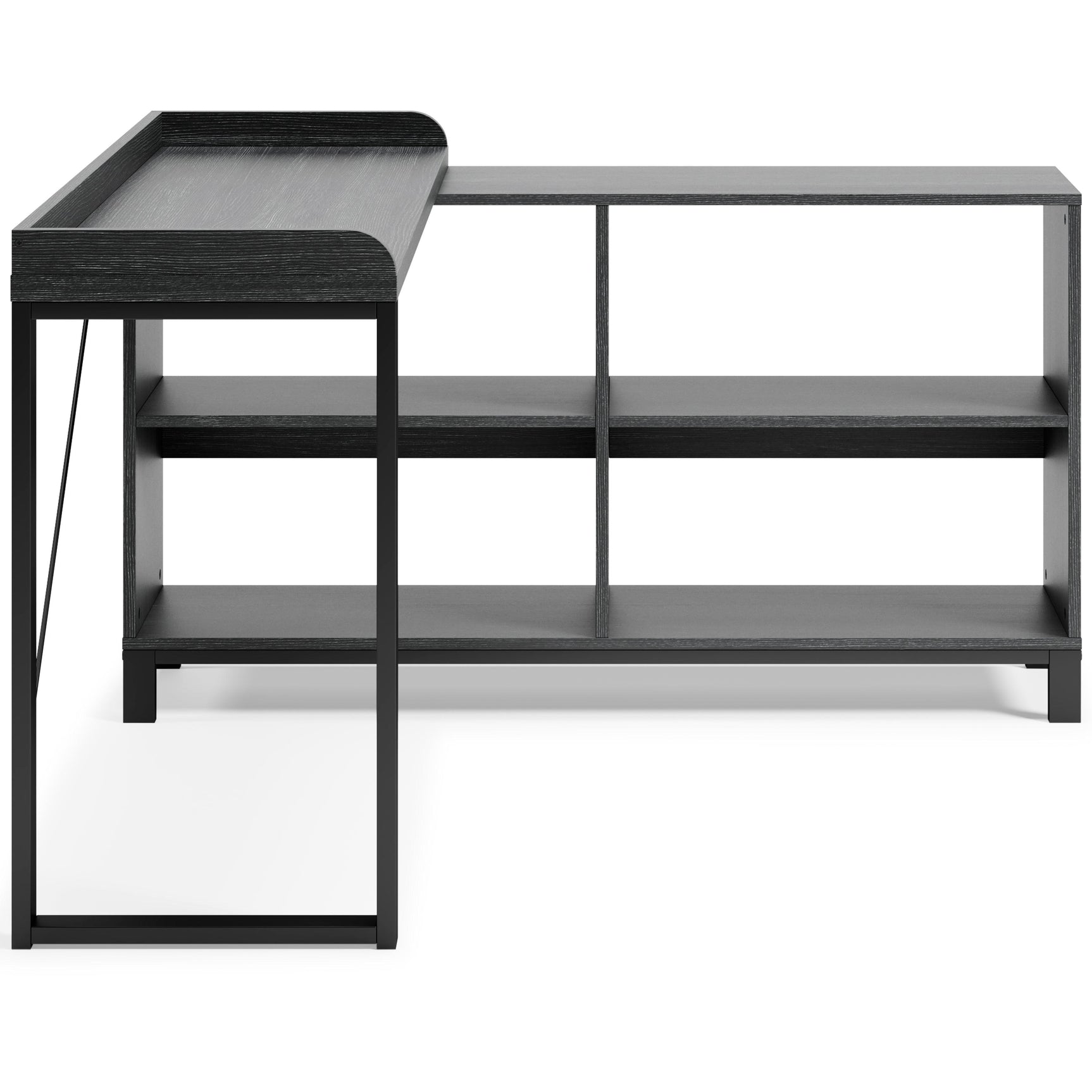 Yarlow Black Home Office L-desk - Ella Furniture