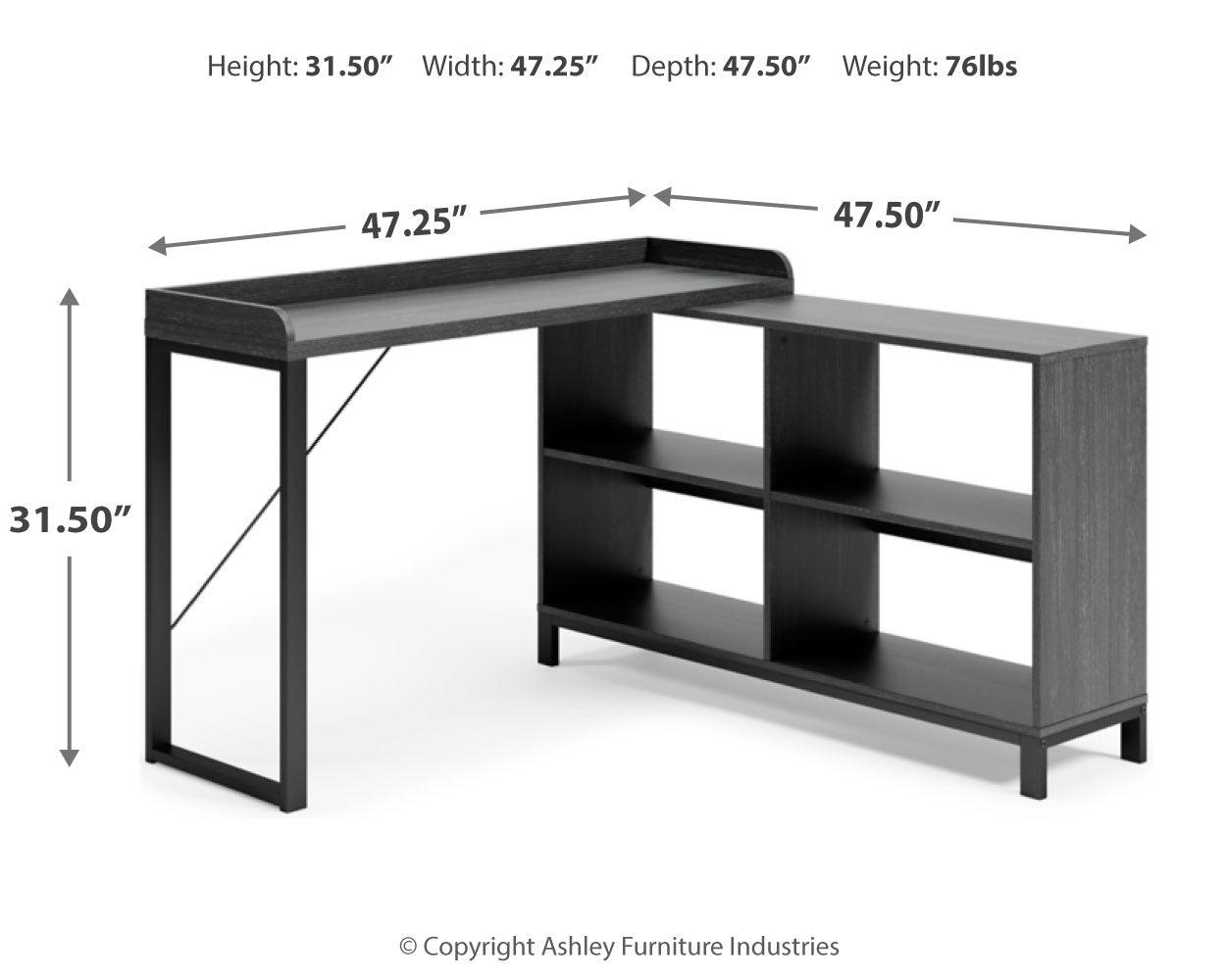 Yarlow Black Home Office L-desk - Ella Furniture