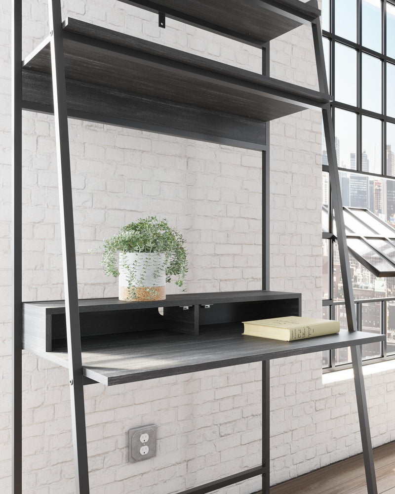 Yarlow Black 36" Home Office Desk With Shelf - Ella Furniture