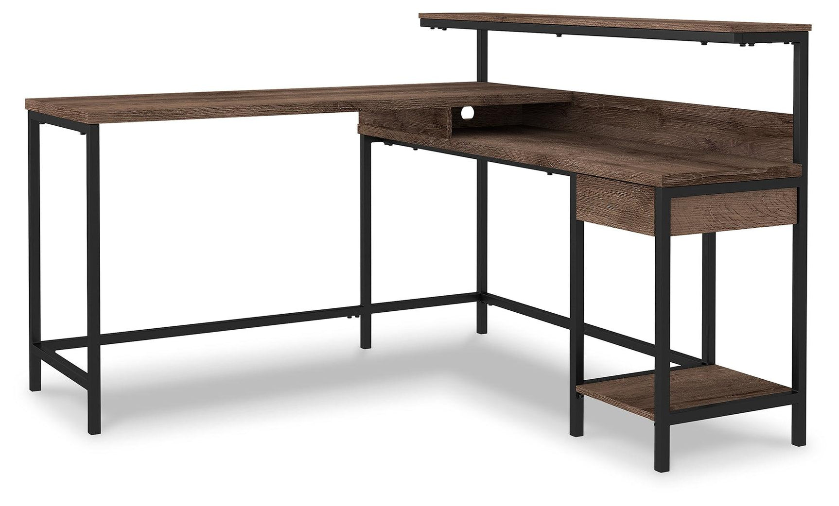 Arlenbry Gray Home Office L-desk With Storage - Ella Furniture