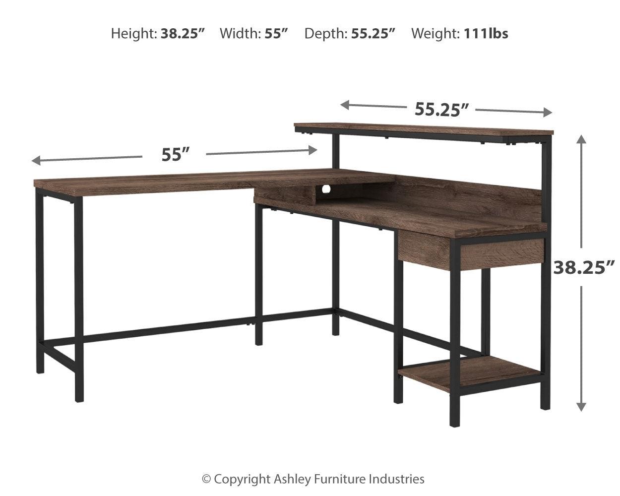 Arlenbry Gray Home Office L-desk With Storage - Ella Furniture