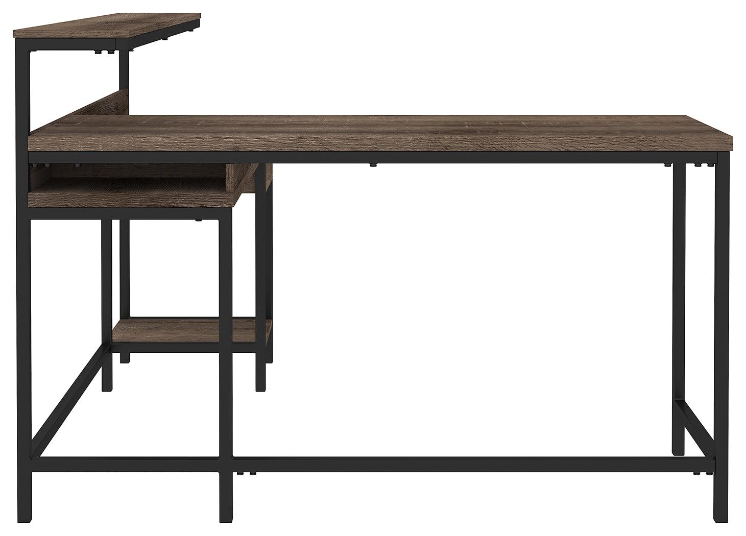 Arlenbry Gray Home Office L-desk With Storage - Ella Furniture