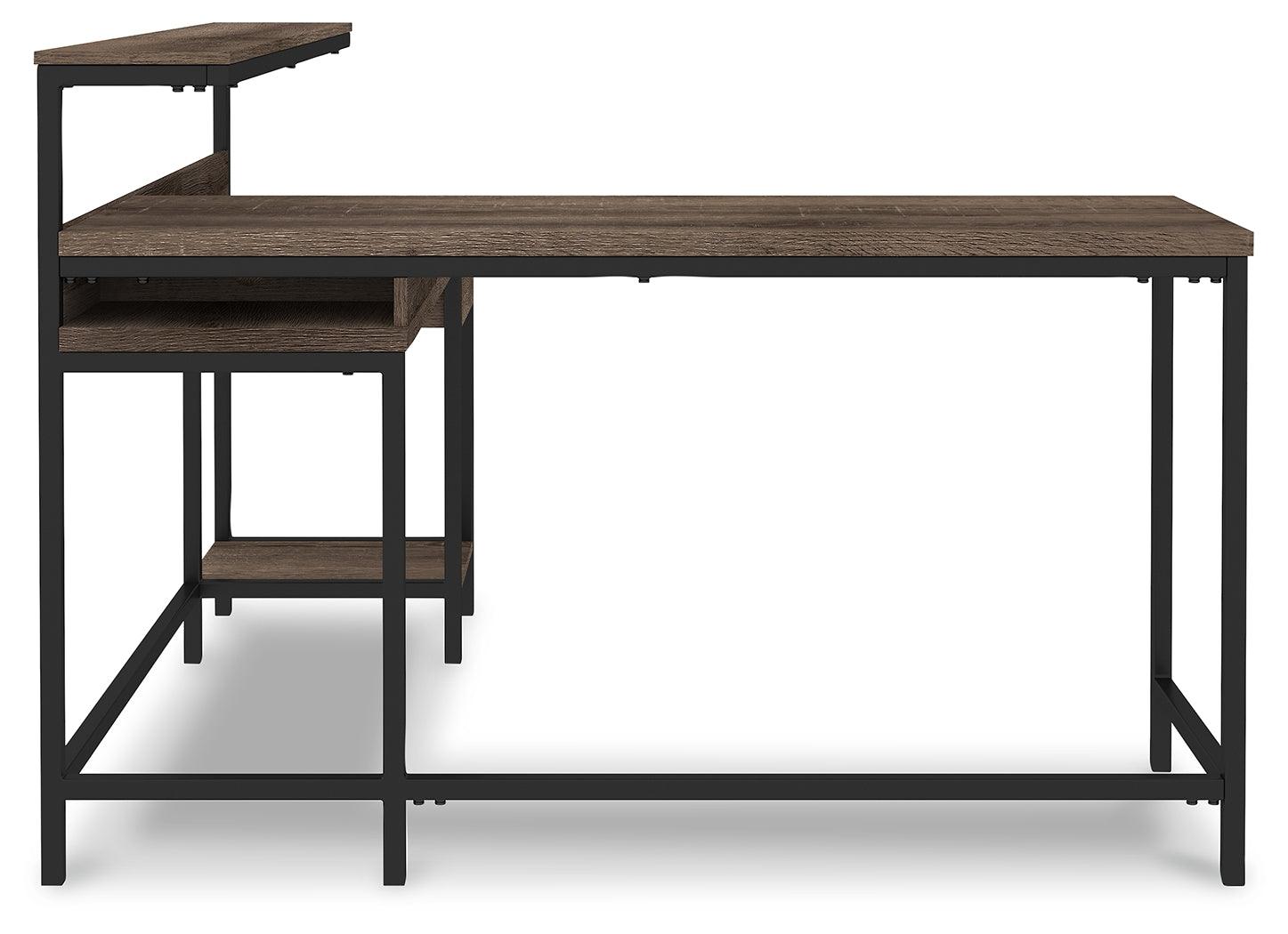 Arlenbry Gray Home Office L-desk With Storage - Ella Furniture