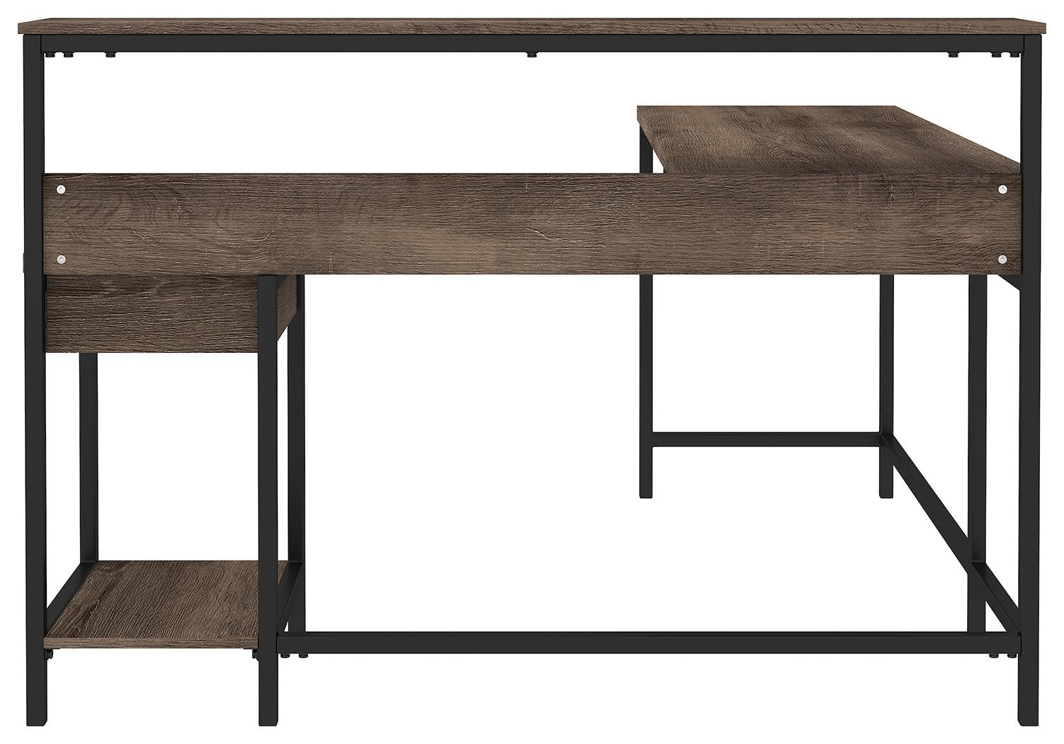 Arlenbry Gray Home Office L-desk With Storage - Ella Furniture