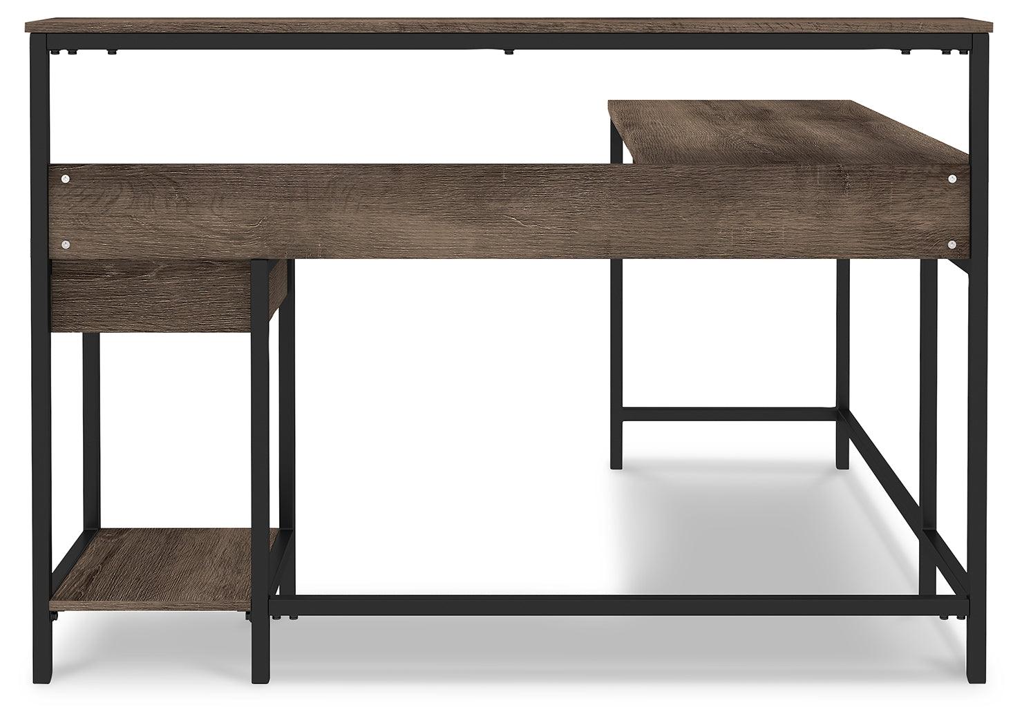 Arlenbry Gray Home Office L-desk With Storage - Ella Furniture