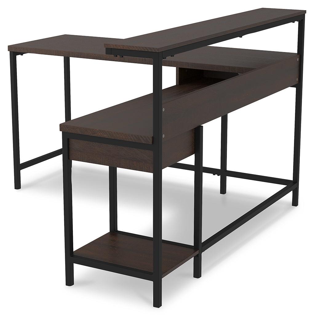 Camiburg Warm Brown Home Office L-desk With Storage - Ella Furniture