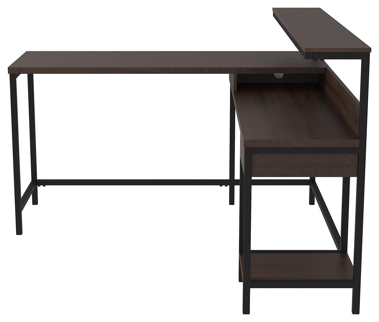 Camiburg Warm Brown Home Office L-desk With Storage - Ella Furniture