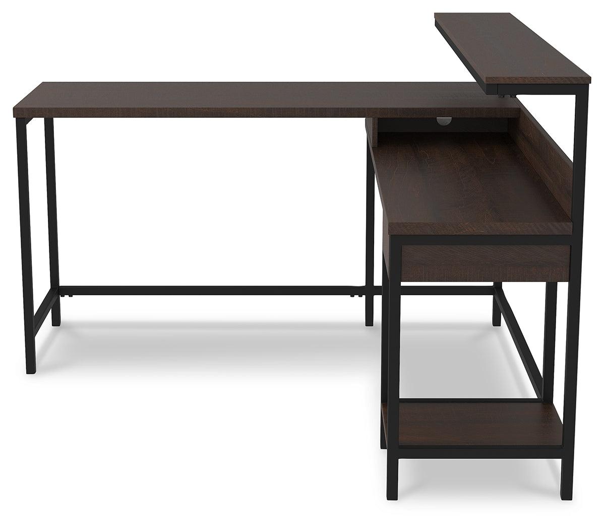 Camiburg Warm Brown Home Office L-desk With Storage - Ella Furniture