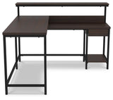 Camiburg Warm Brown Home Office L-desk With Storage - Ella Furniture