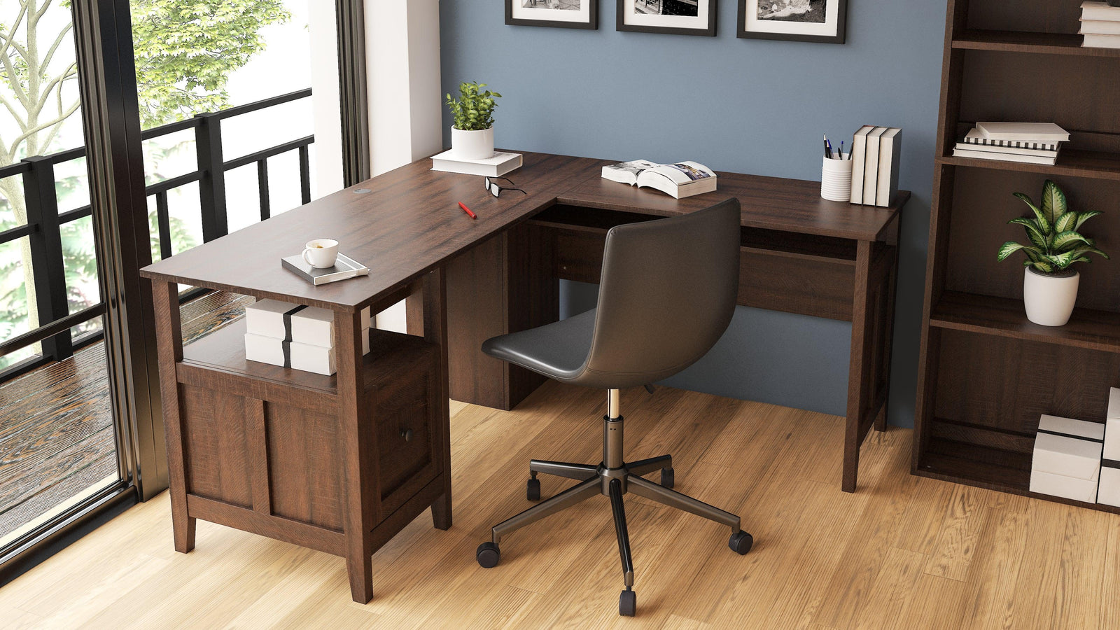 Camiburg Warm Brown 2-Piece Home Office Desk