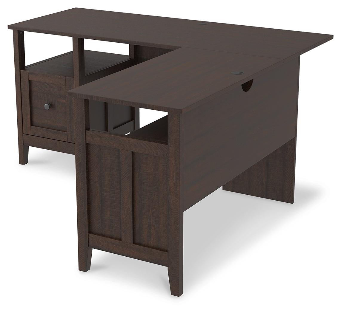 Camiburg Warm Brown 2-Piece Home Office Desk - Ella Furniture