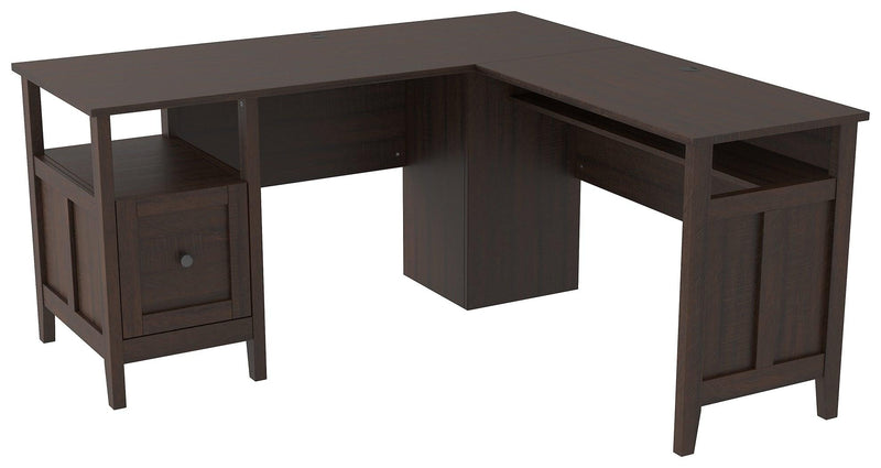 Camiburg Warm Brown 2-Piece Home Office Desk - Ella Furniture