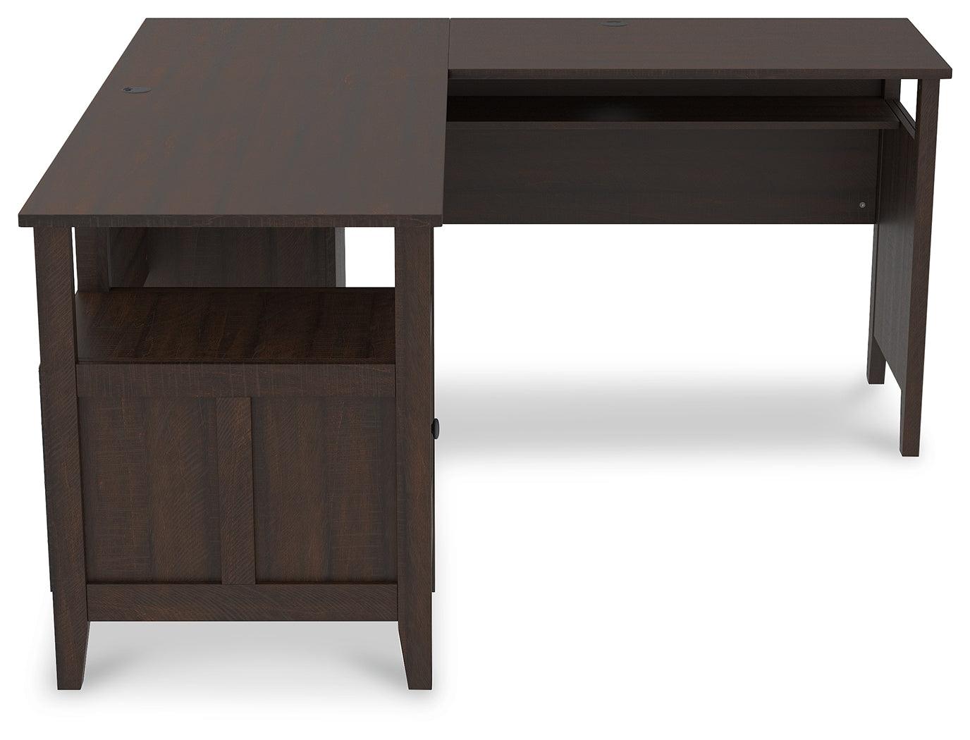 Camiburg Warm Brown 2-Piece Home Office Desk - Ella Furniture